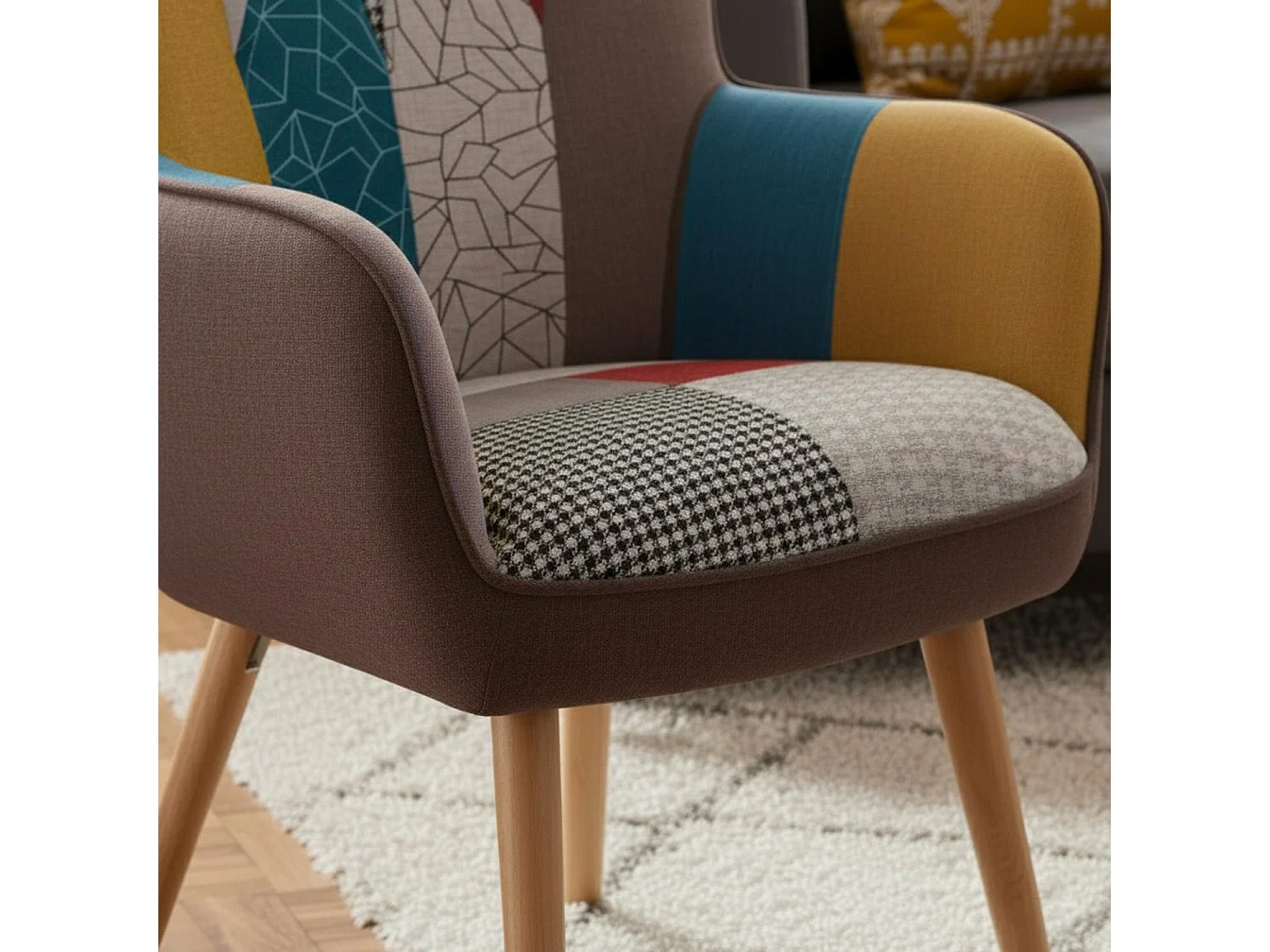 Fauteuil Design Patchwork "Artic" 100cm Multicolore