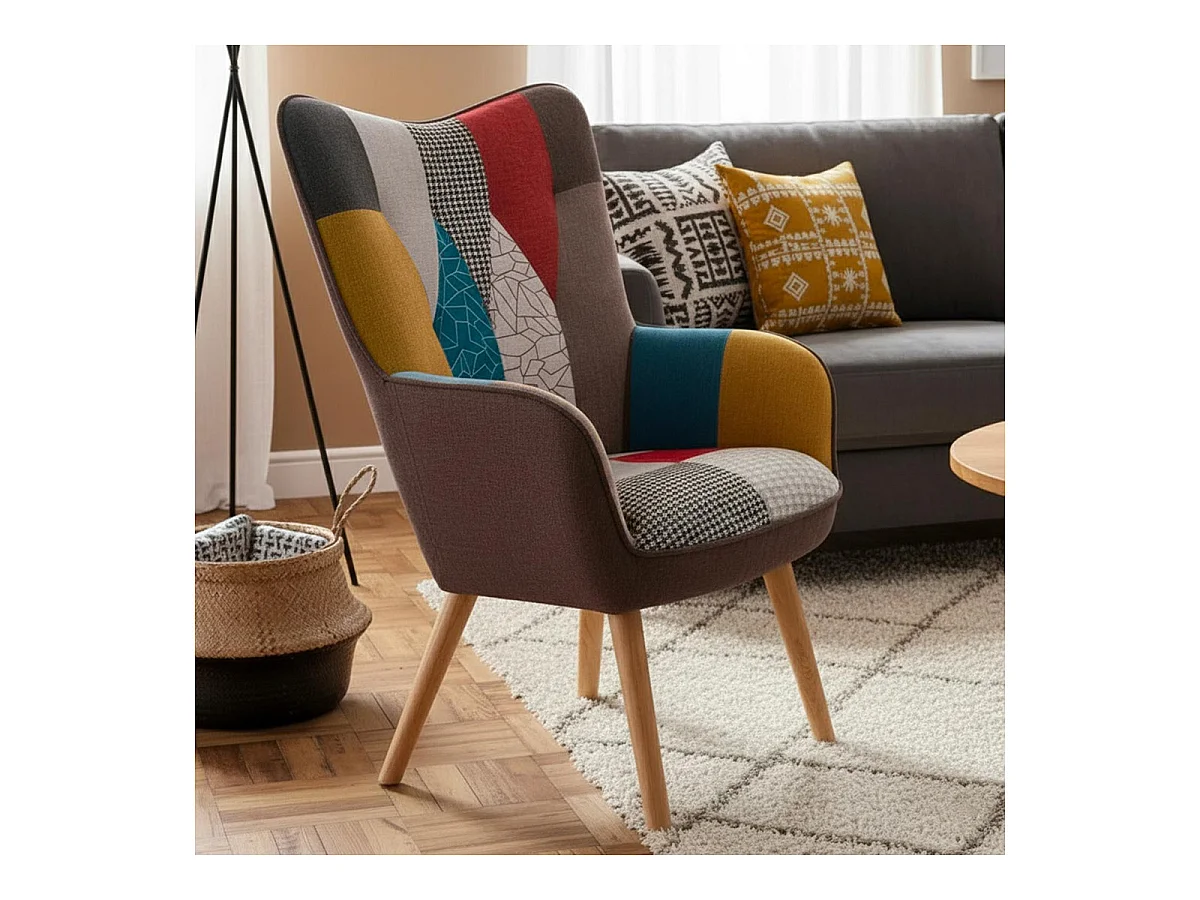 Fauteuil Design Patchwork "Artic" 100cm Multicolore