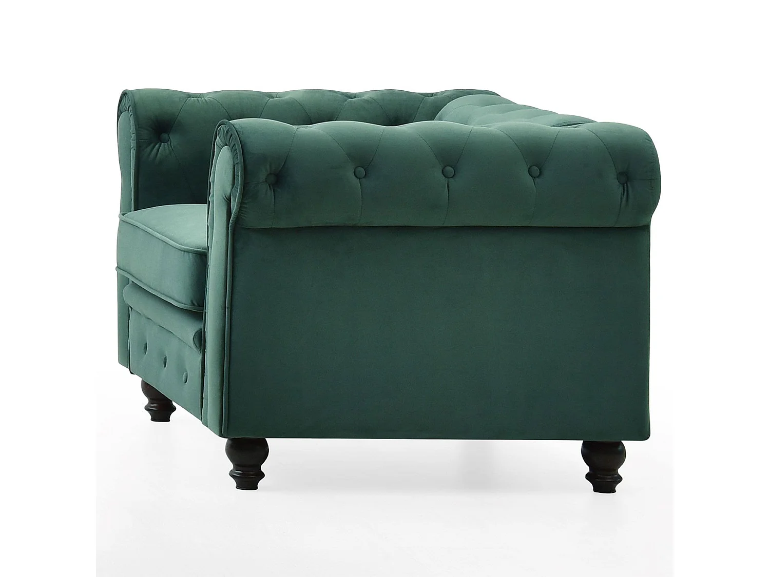 Fauteuil Design Velours "Chesterfield" 110cm Vert