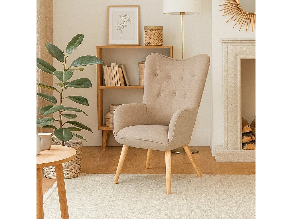 Fauteuil Scandinave "Aimee" 67cm Beige