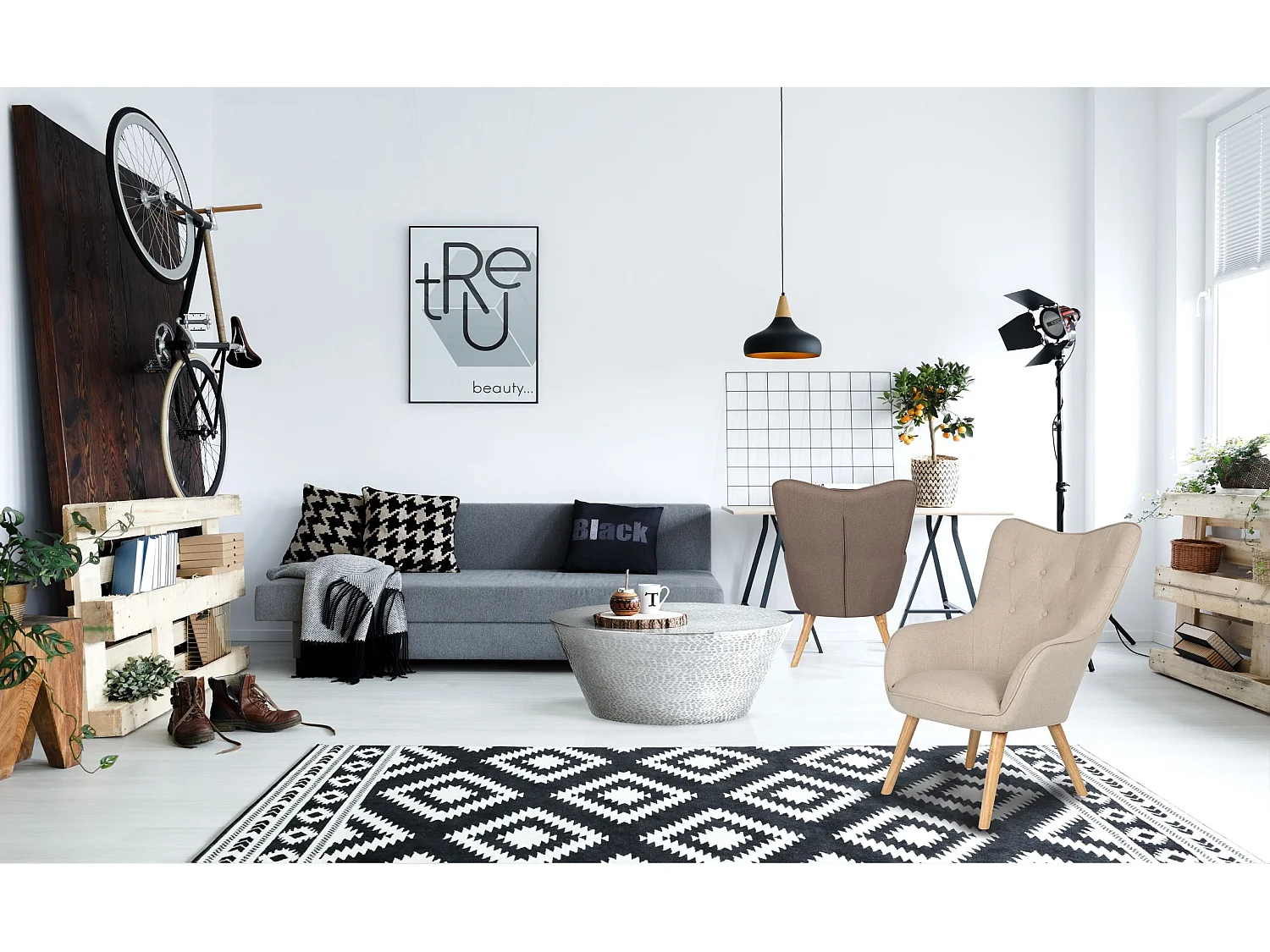 Fauteuil Scandinave "Aimee" 67cm Beige