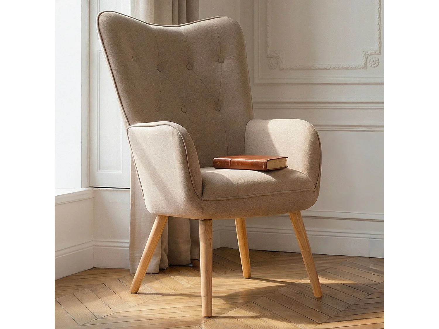 Fauteuil Scandinave "Aimee" 67cm Beige