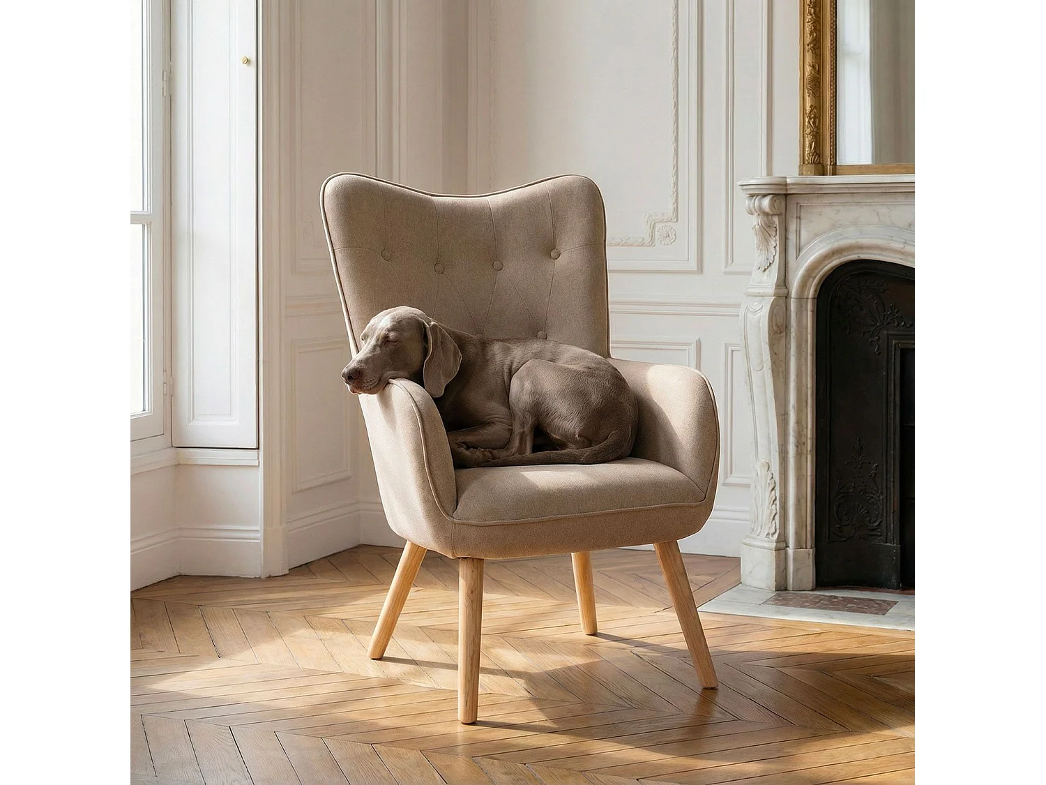 Fauteuil Scandinave "Aimee" 67cm Beige