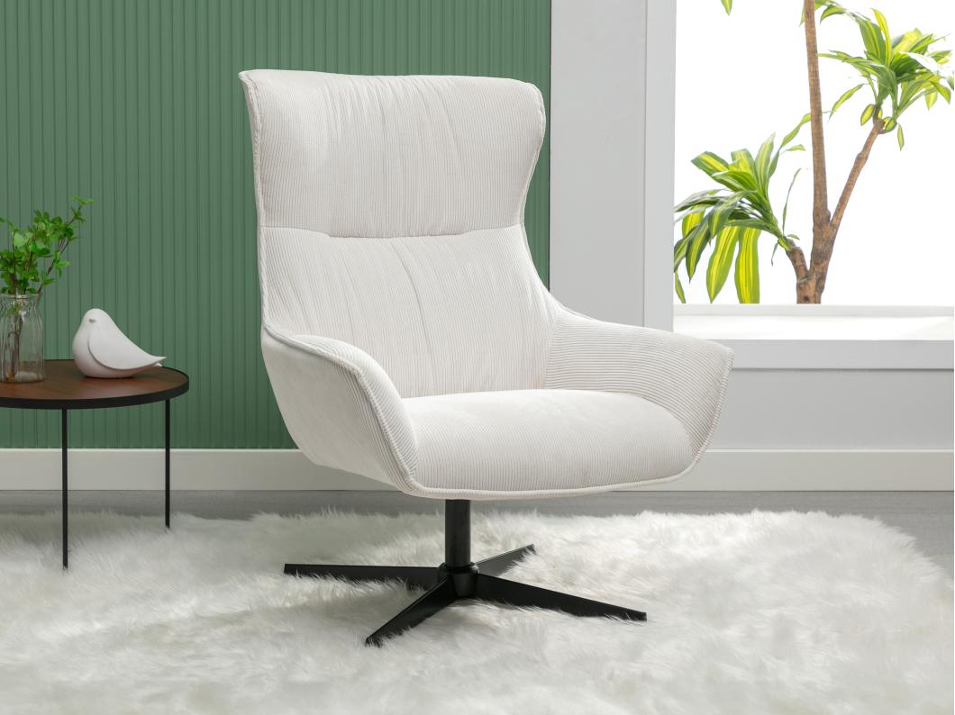 Draaifauteuil van beige ribfluweel GALATI