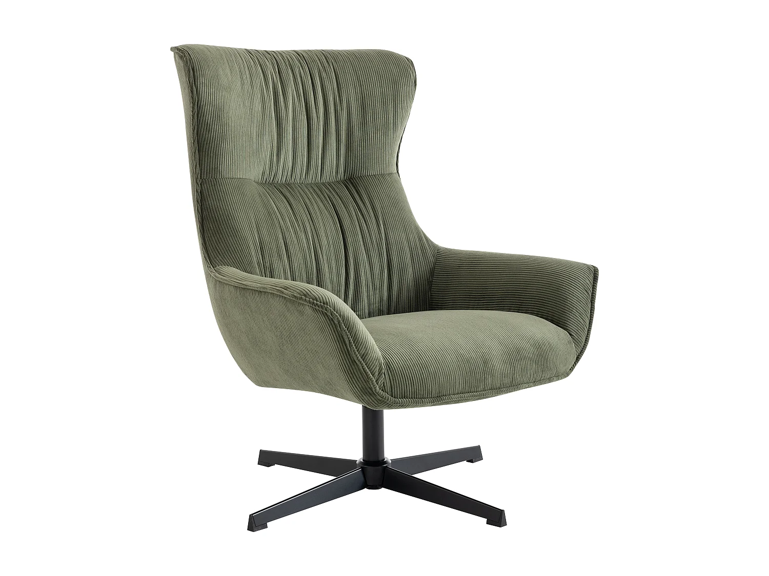 Poltrona giratória veludo canelado verde - GALATI