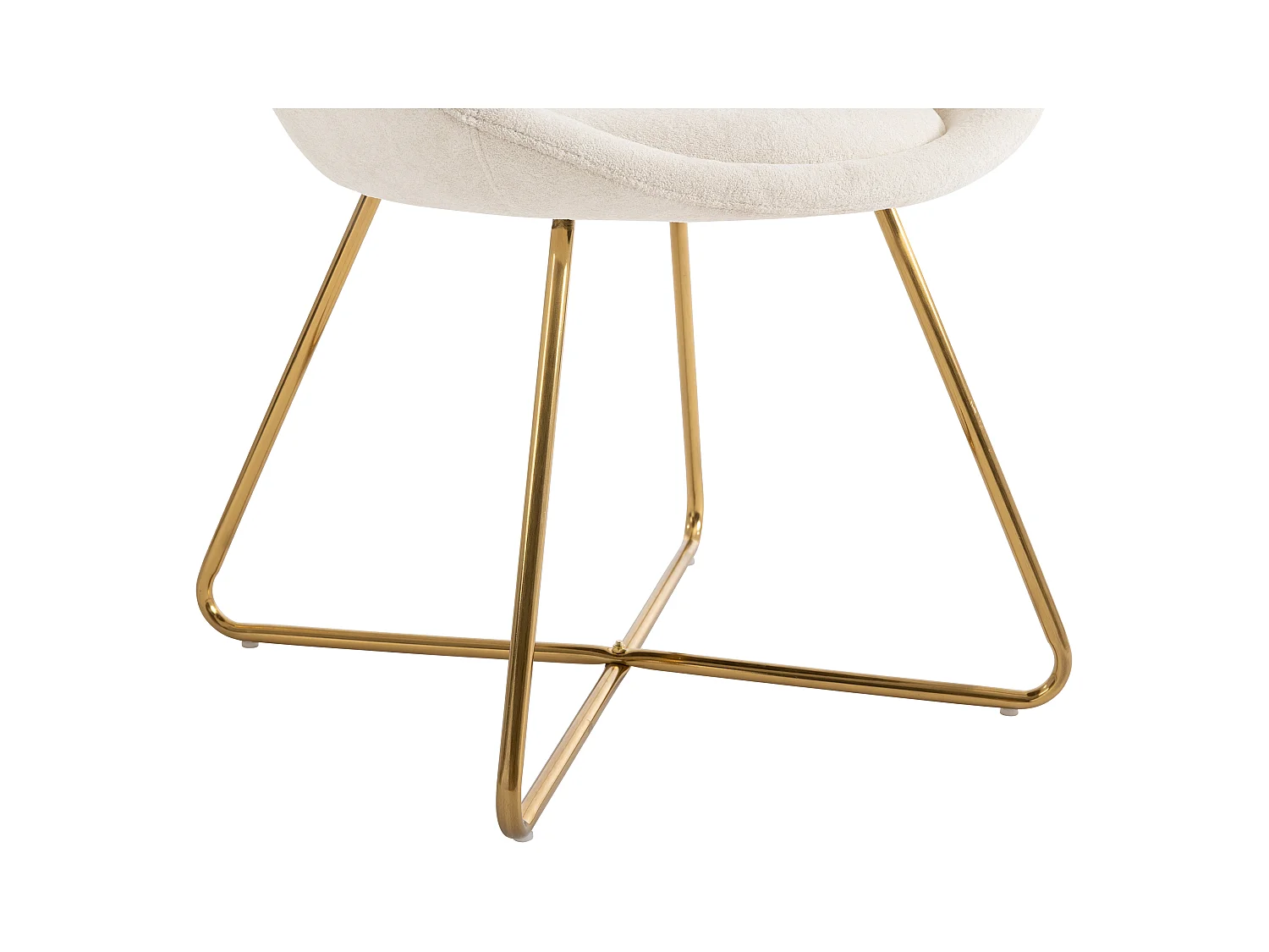 Chaise en tissu bouclette et métal doré - Blanc - BURBAN