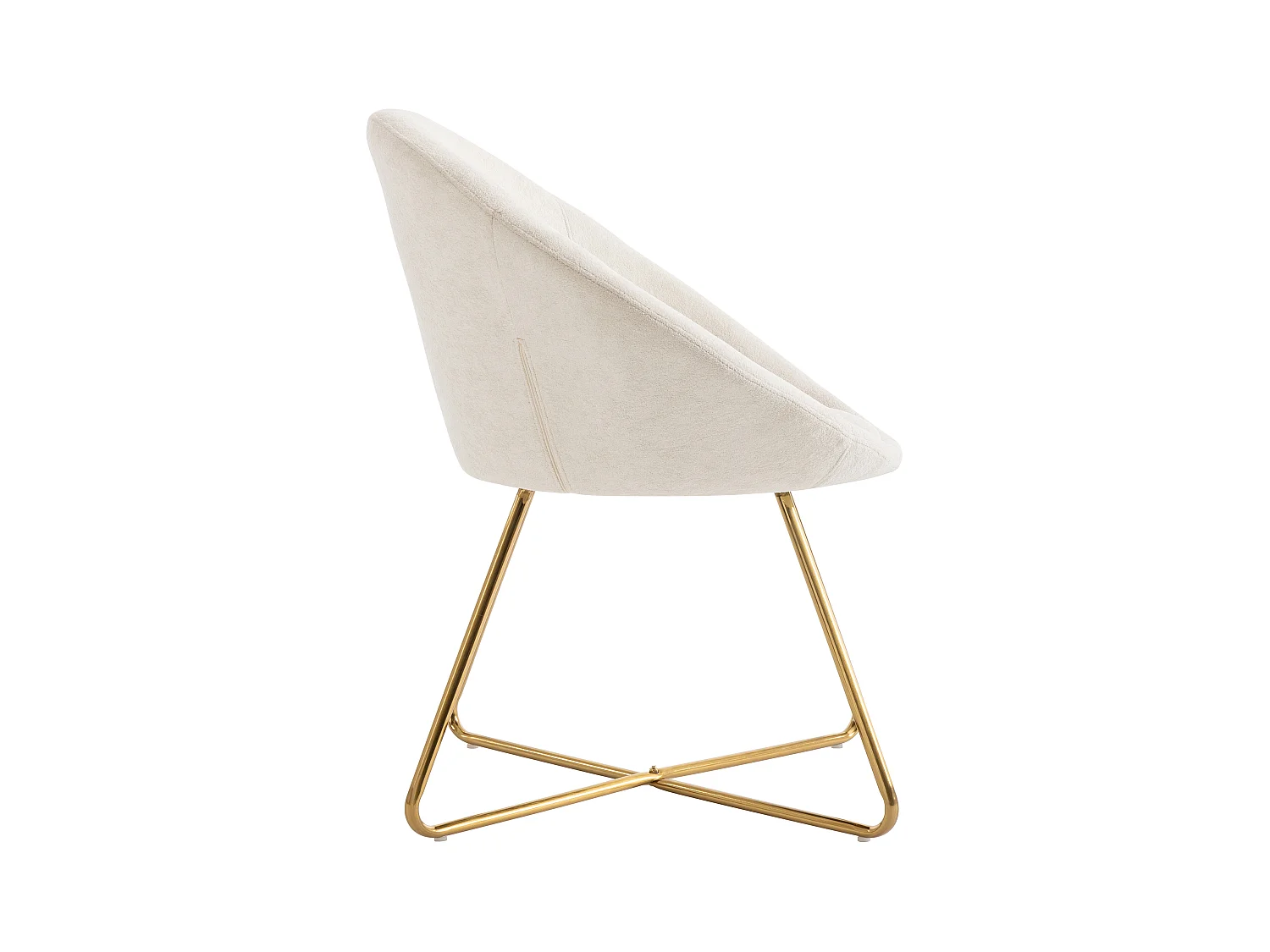 Stuhl - Bouclé-Stoff & goldfarbenes Metall - Weiß - BURBAN