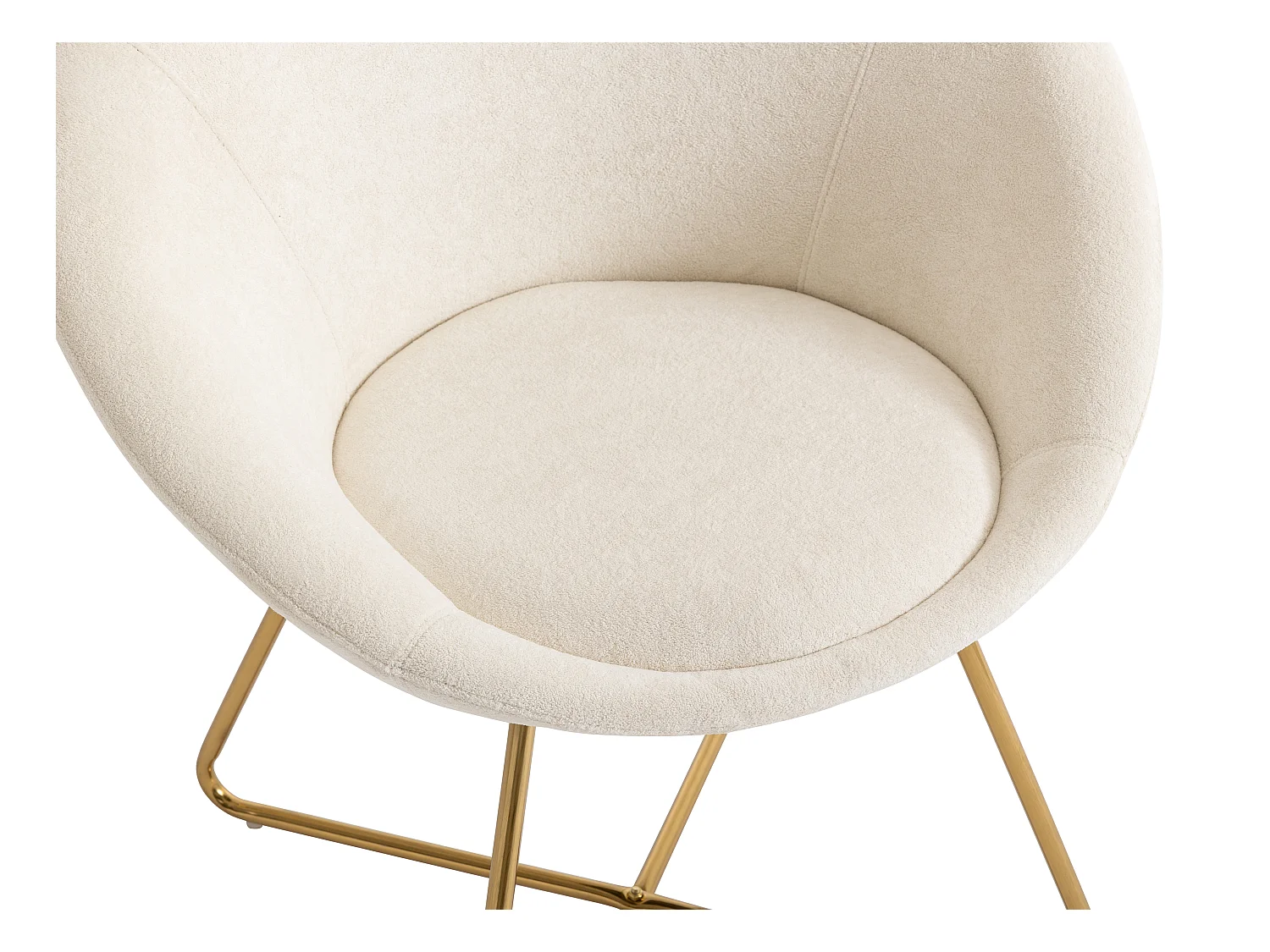 Stuhl - Bouclé-Stoff & goldfarbenes Metall - Weiß - BURBAN