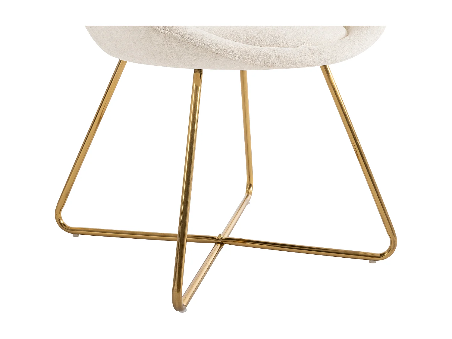 Chaise en tissu bouclette et métal doré - Blanc - BURBAN