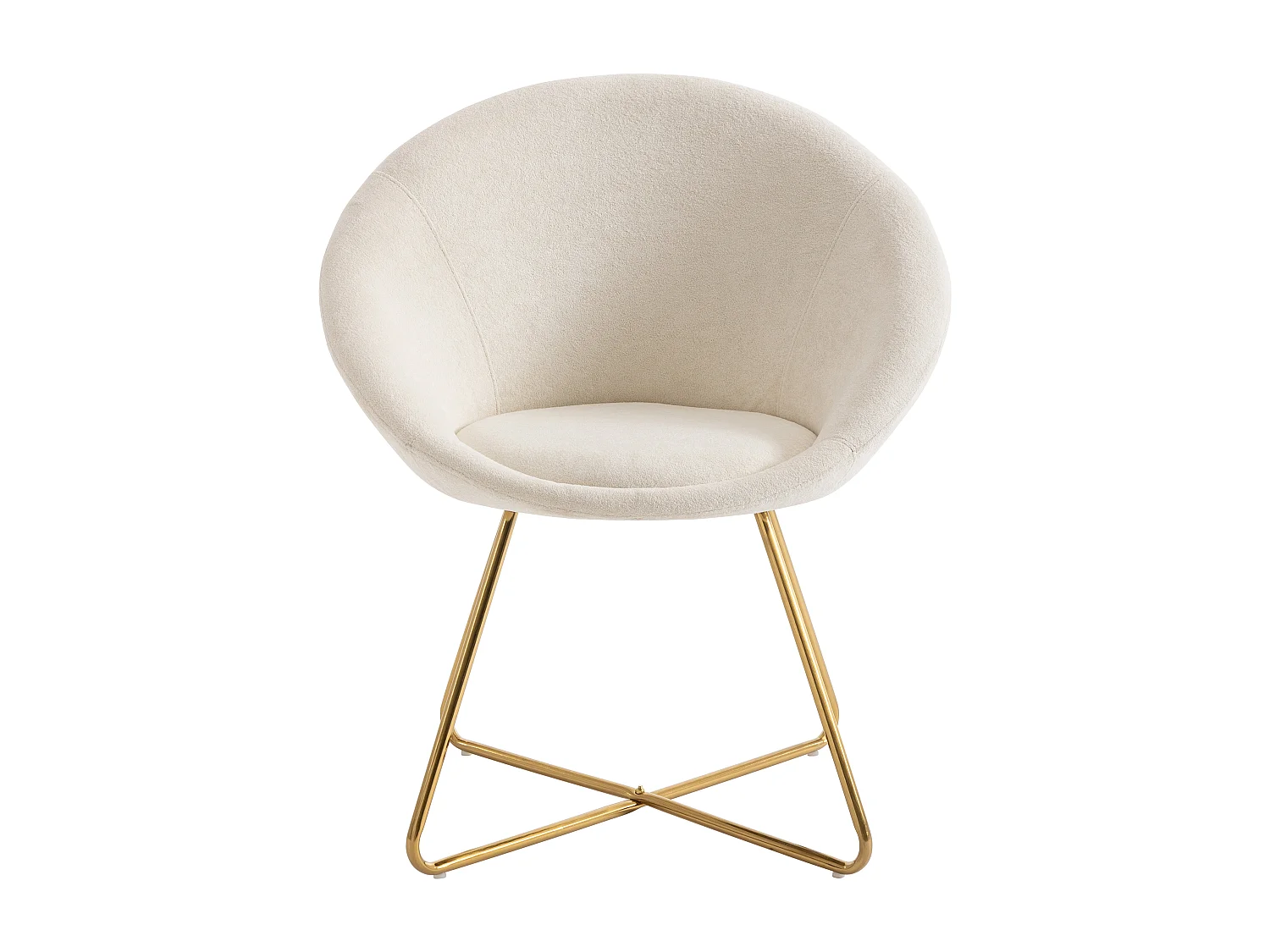 Chaise en tissu bouclette et métal doré - Blanc - BURBAN