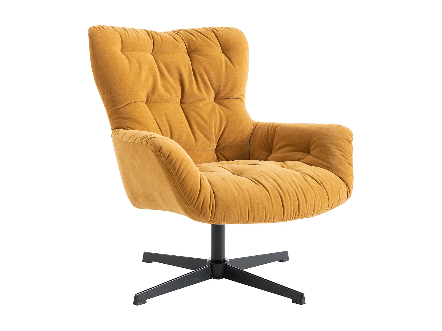 Fauteuil pivotant en tissu jaune OPHELIE