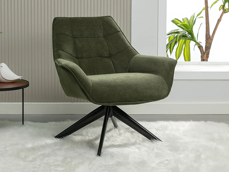 Fauteuil pivotant en tissu kaki CANATO