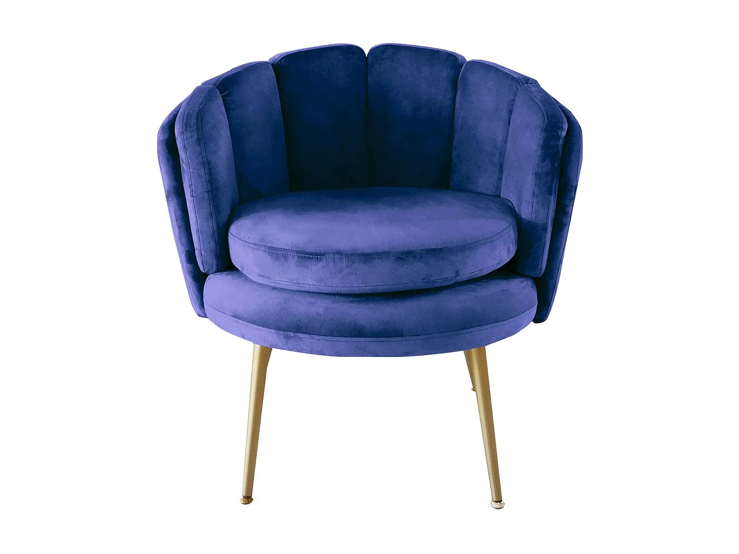 Poltrona rotonda in velluto blu Brenda