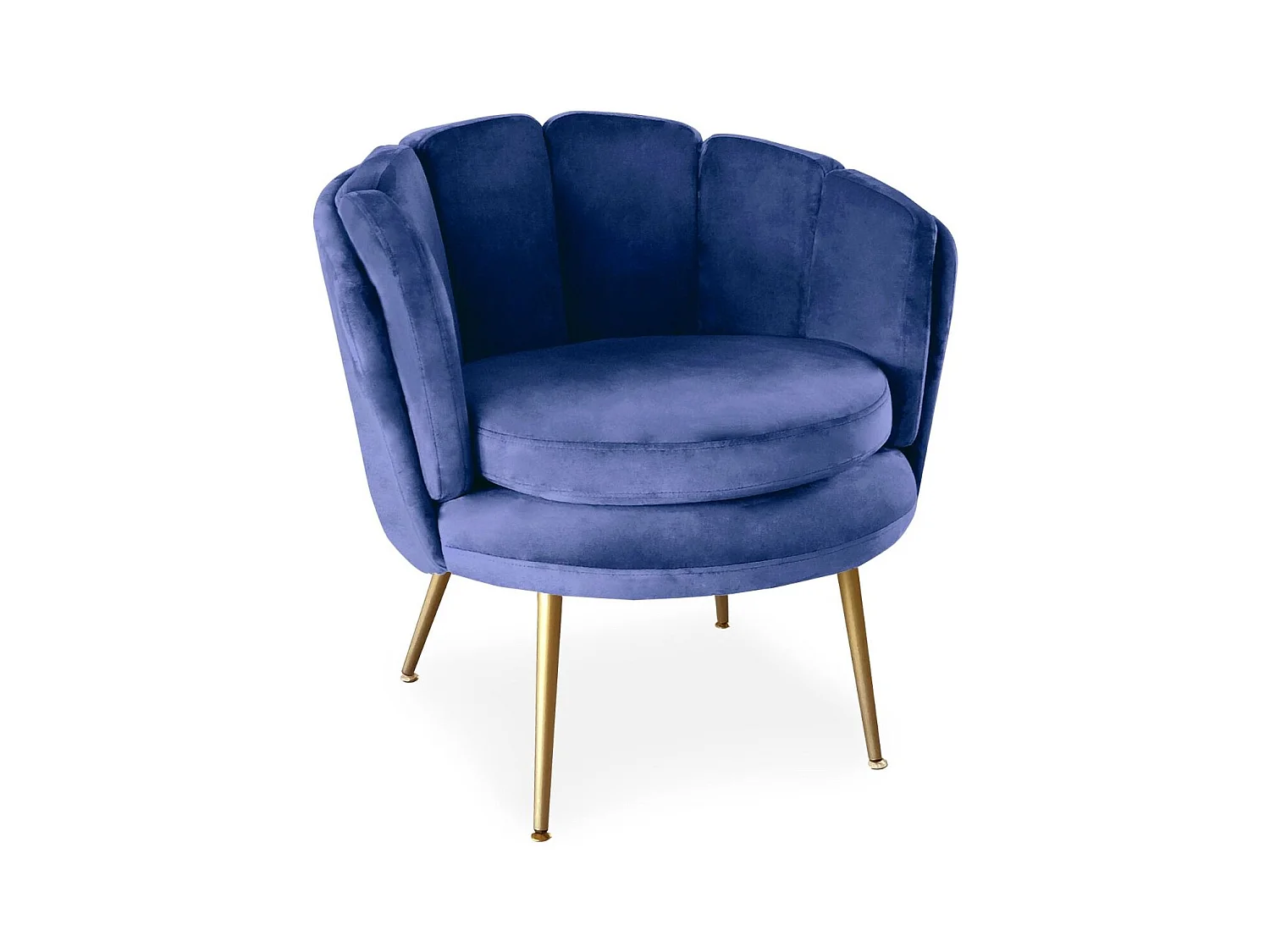 Fauteuil Arrondi en Velours "Dabren" 80cm Bleu