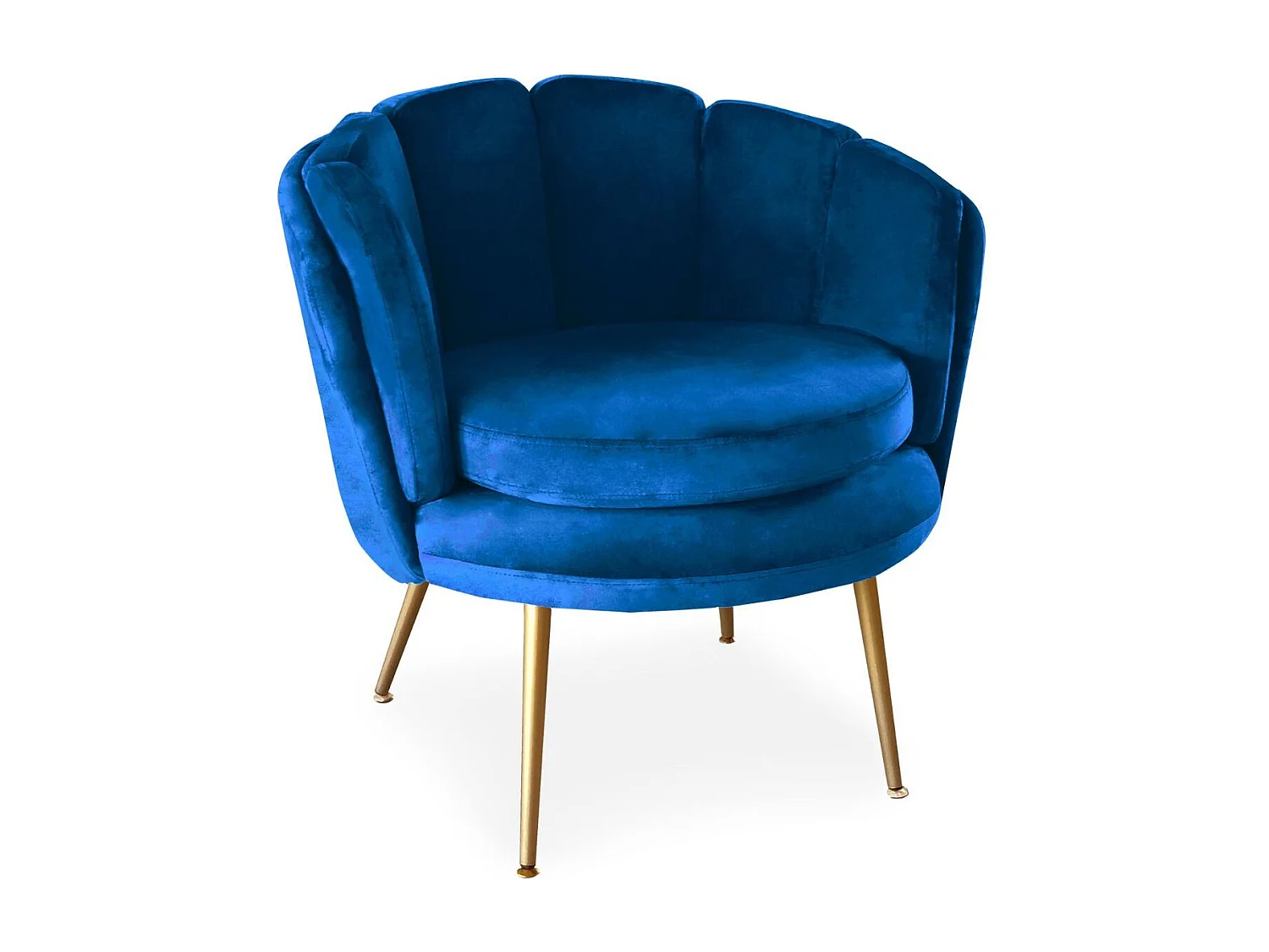 Fauteuil Arrondi en Velours "Dabren" 80cm Bleu