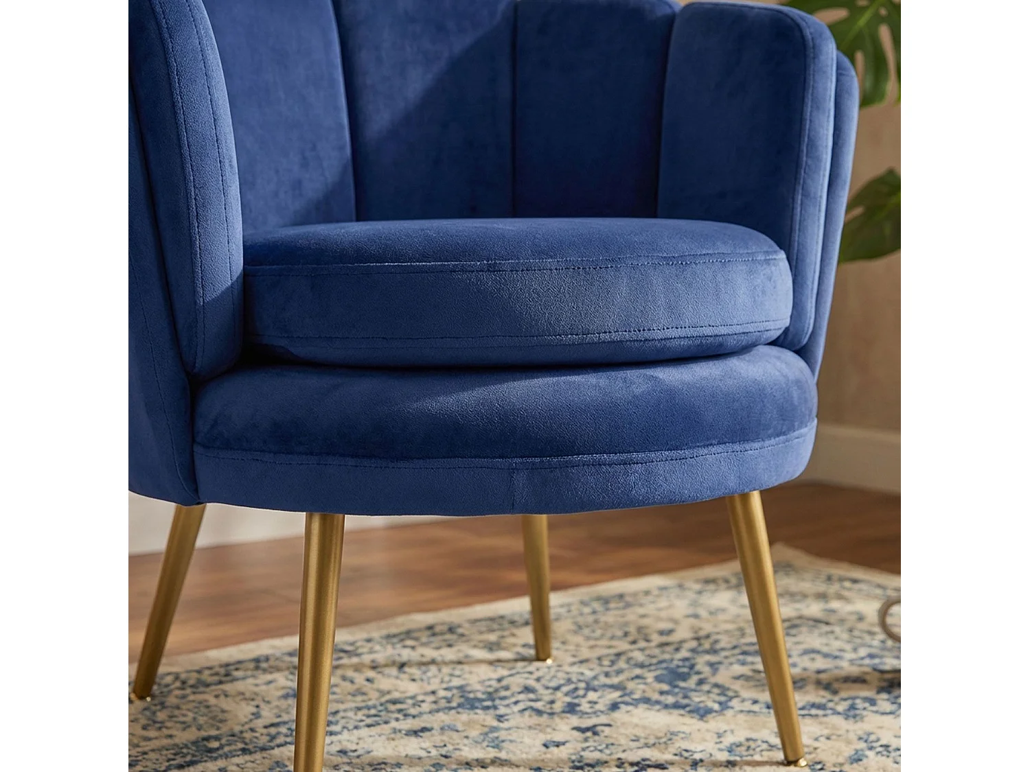 Fauteuil Arrondi en Velours "Dabren" 80cm Bleu
