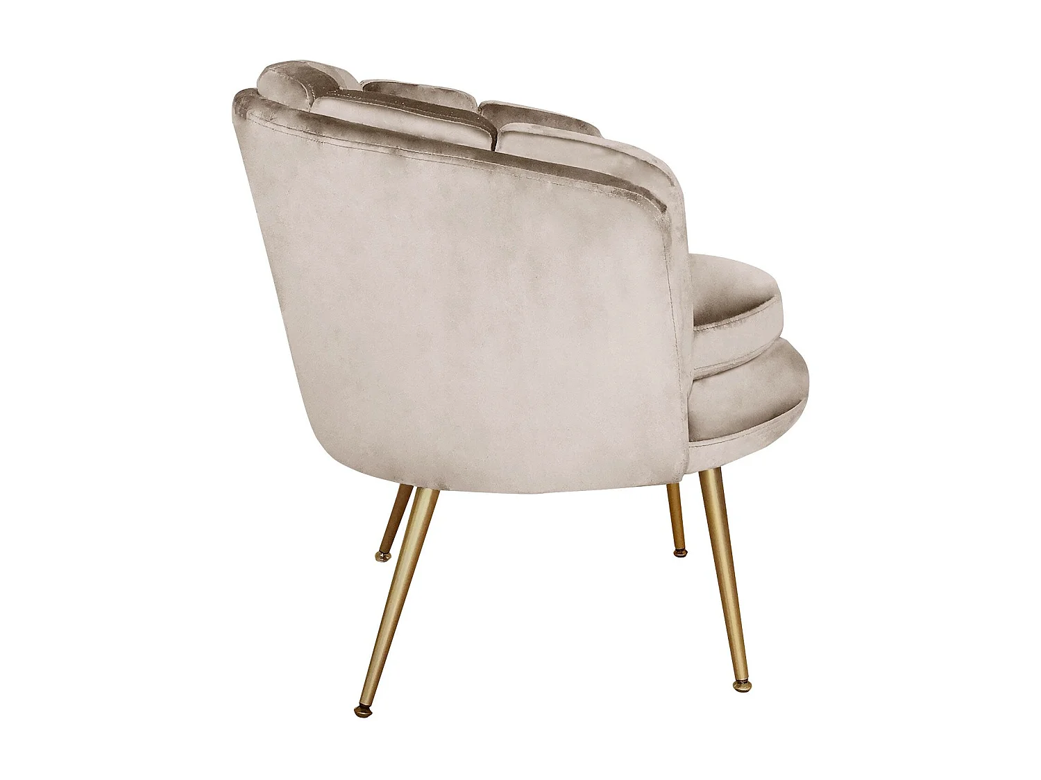 Poltrona arrotondata Brenda in velluto color talpa