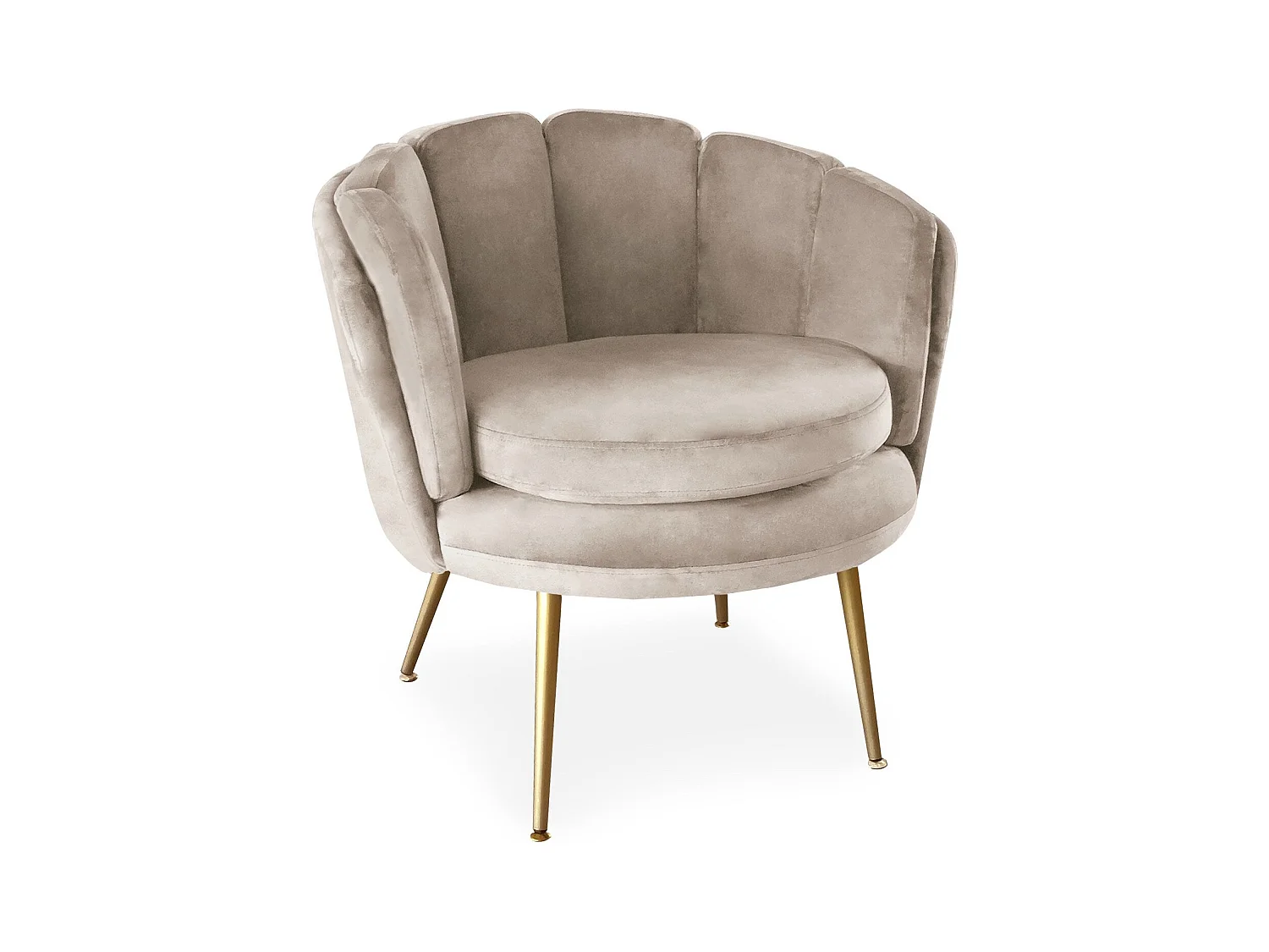 Fauteuil Arrondi en Velours "Dabren" 80cm Taupe