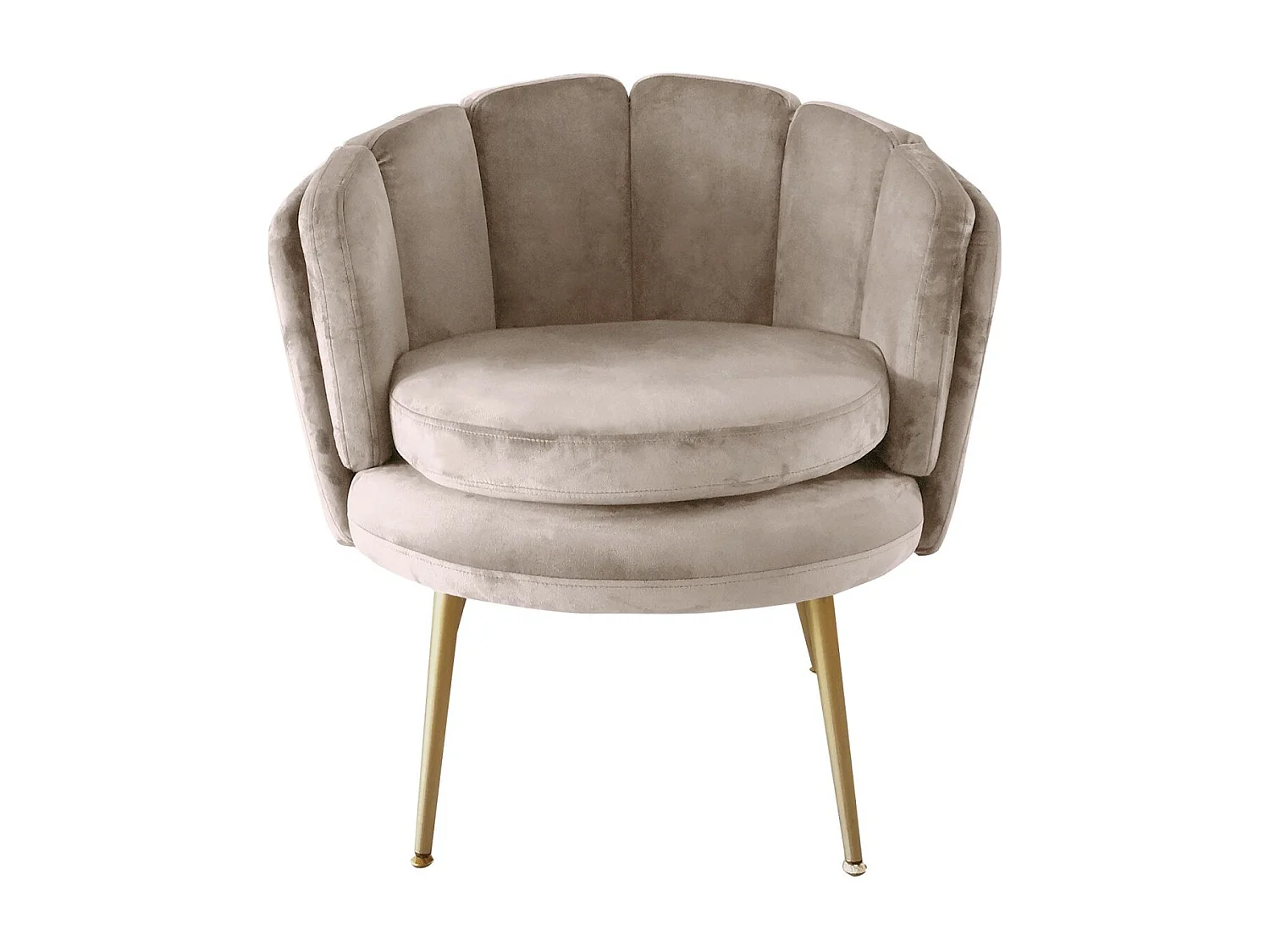 Fauteuil Arrondi en Velours "Dabren" 80cm Taupe