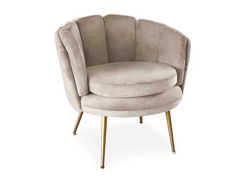 Fotel Okrągły z Weluru "Dabren" 80cm Taupe Wygodny i Elegancki