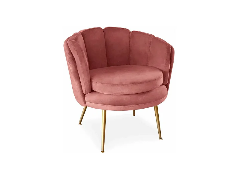 Fauteuil arrondi Brenda Velours Rose
