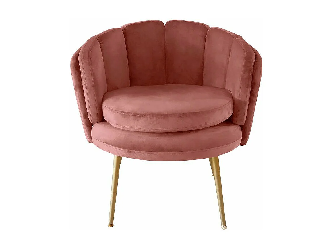 Poltrona arrotondata Brenda in velluto rosa
