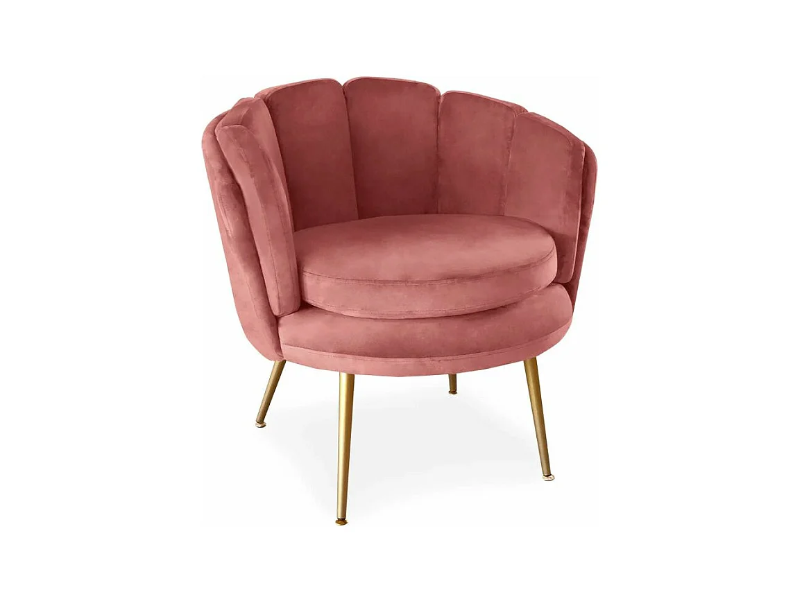 Fauteuil Arrondi en Velours "Dabren" 80cm Rose