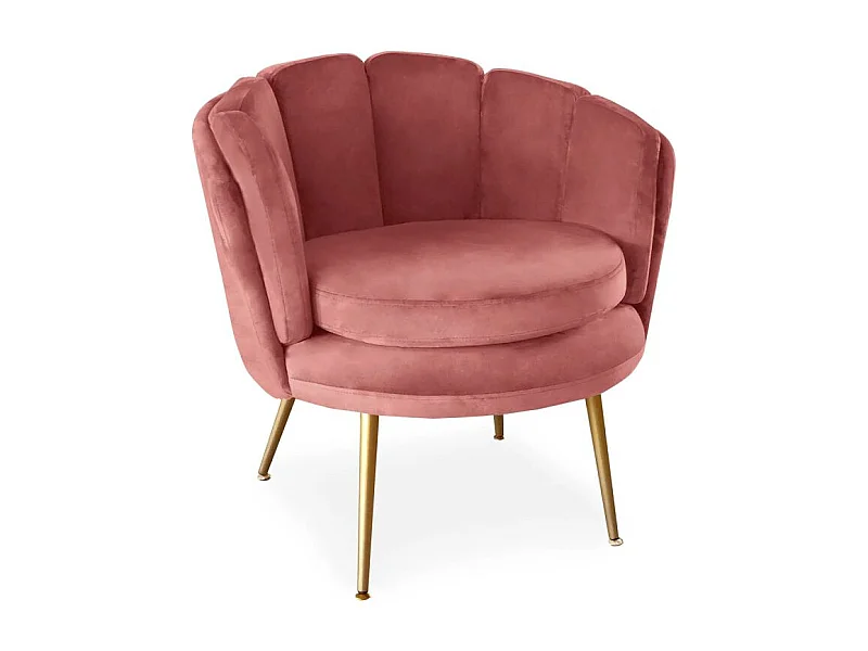 Fauteuil Arrondi en Velours "Dabren" 80cm Rose