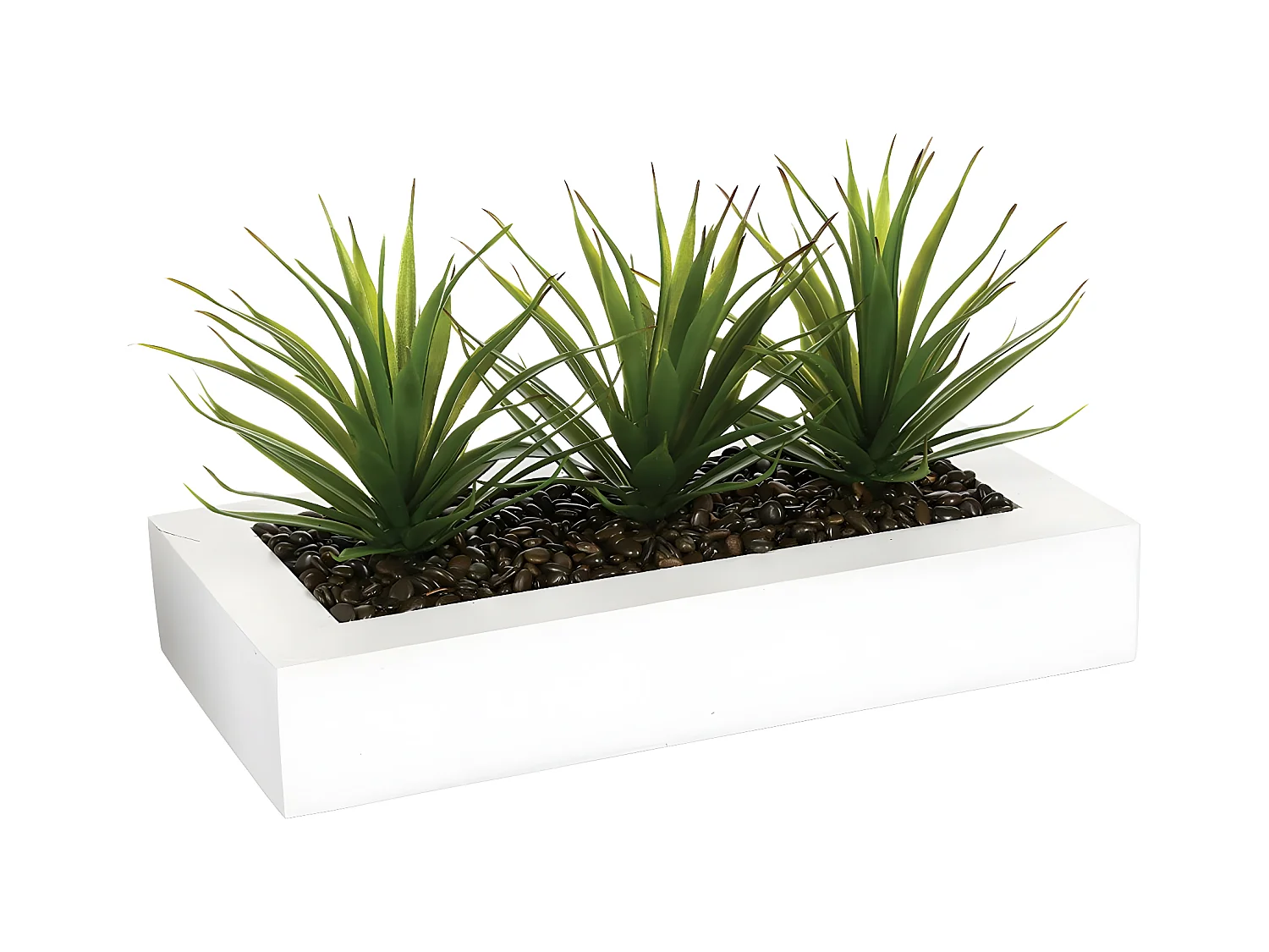 Tafelaufsatz 3 künstliche Aloe Vera H17cm - Weiß -