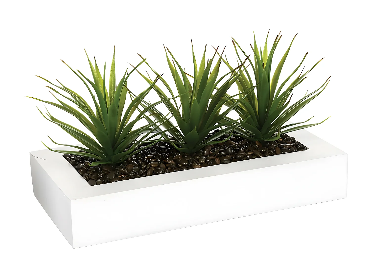 Tafelaufsatz 3 künstliche Aloe Vera H17cm - Weiß -