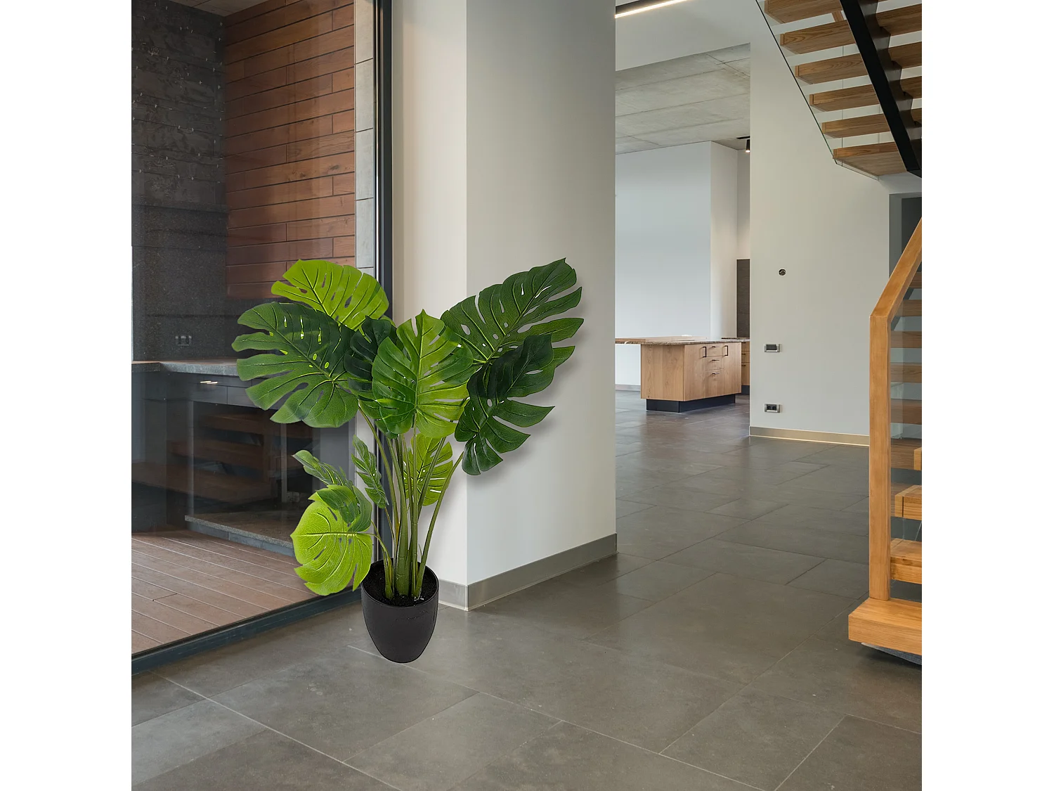 Plante Artificielle en Pot "Philodendron" 110cm Vert