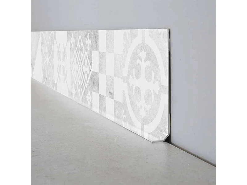 Plinthes PVC adhésives décoratives pour sol - Lot de 25 - 200x8 cm (50m) Gris - Effet Carreaux de ciment