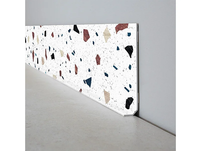 Plinthes PVC adhésives décoratives pour sol - Lot de 10 - 100x8 cm (10m) Blanc - Terrazzo