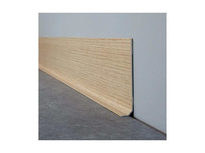 Plinthes PVC adhésives décoratives pour sol - Lot de 25 - 200x8 cm (50m) Beige - Effet Bois Chêne Clair