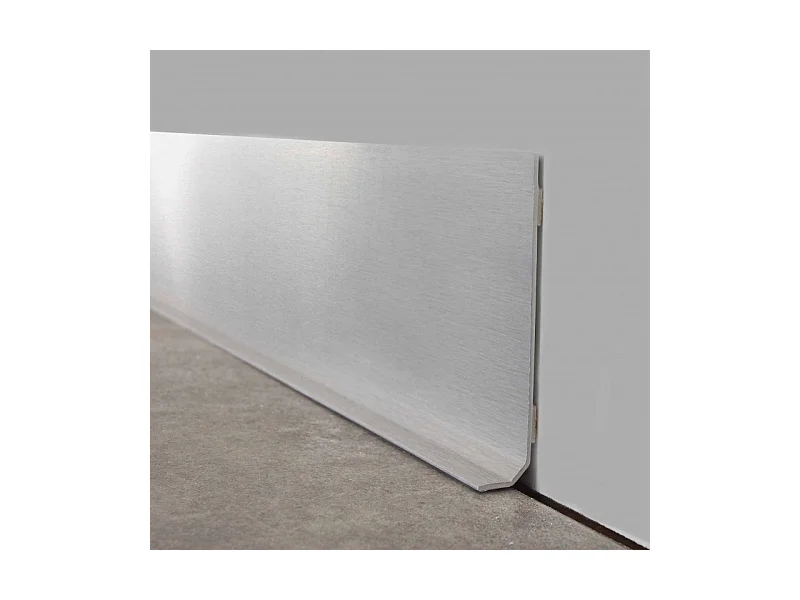 Plinthes PVC adhésives décoratives pour sol - Lot de 25 - 200x8 cm (50m) Gris - Alu Brossé