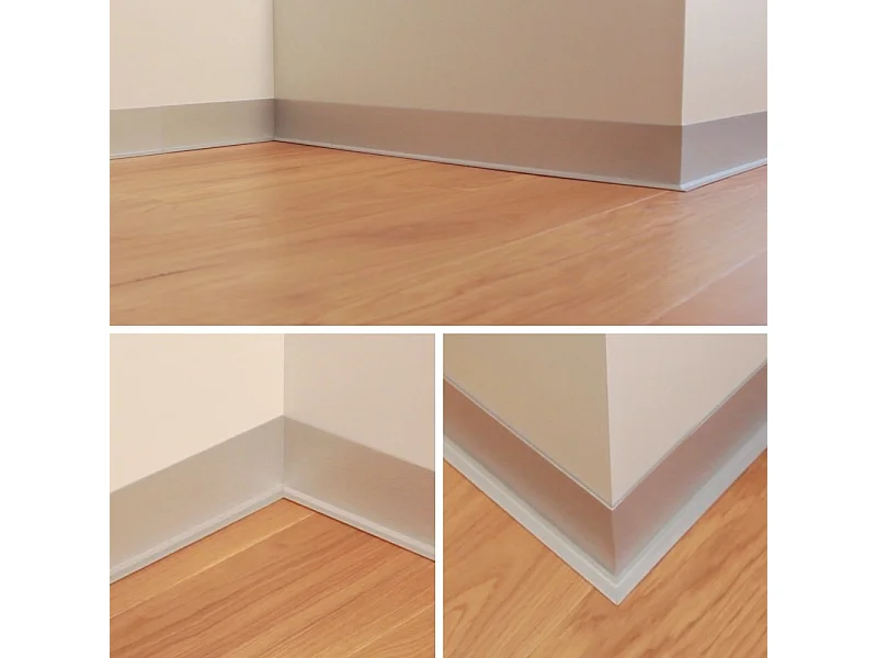 Plinthes PVC adhésives décoratives pour sol - Lot de 25 - 200x8 cm (50m) Gris - Laisse Béton