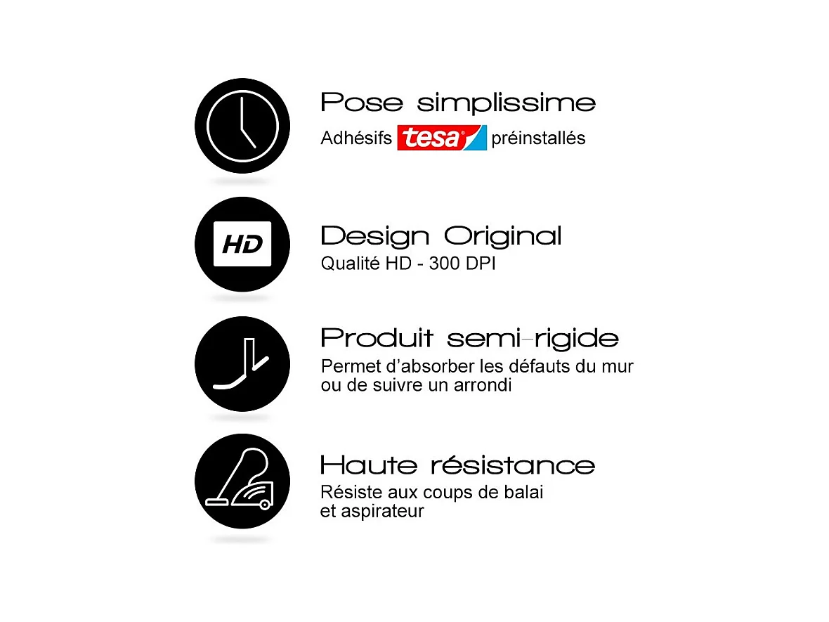 Plinthes PVC adhésives décoratives pour sol - Lot de 10 - 100x8 cm (10m) Noir - Total Black