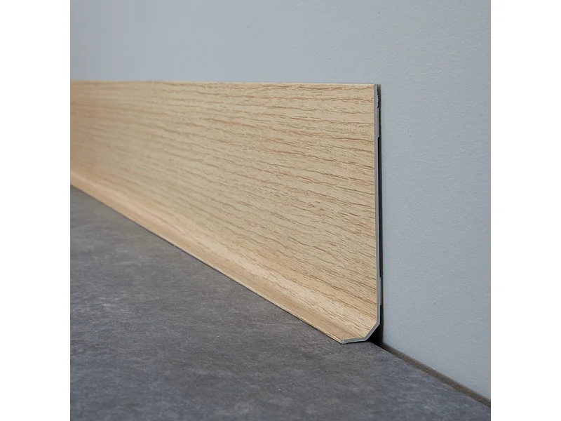 Plinthes PVC adhésives décoratives pour sol - Lot de 10 - 100x8 cm (10m) Beige - Effet Bois Chêne Clair