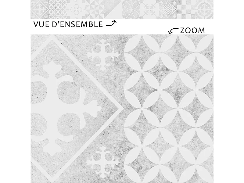 Plinthes PVC adhésives décoratives pour sol - Lot de 10 - 100x8 cm (10m) Gris - Effet Carreaux de ciment