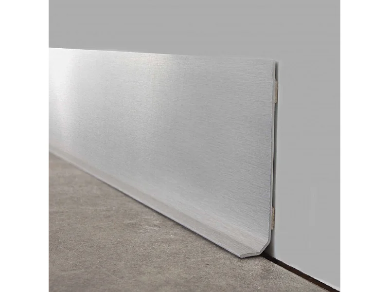 Plinthes PVC adhésives décoratives pour sol - Lot de 10 - 100x8 cm (10m) Gris - Alu Brossé