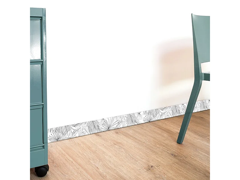 Plinthes PVC adhésives décoratives pour sol - Lot de 10 - 100x8 cm (10m) motif floral noir