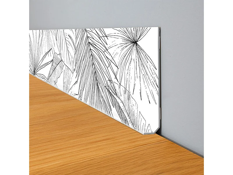 Plinthes PVC adhésives décoratives pour sol - Lot de 10 - 100x8 cm (10m) motif floral noir