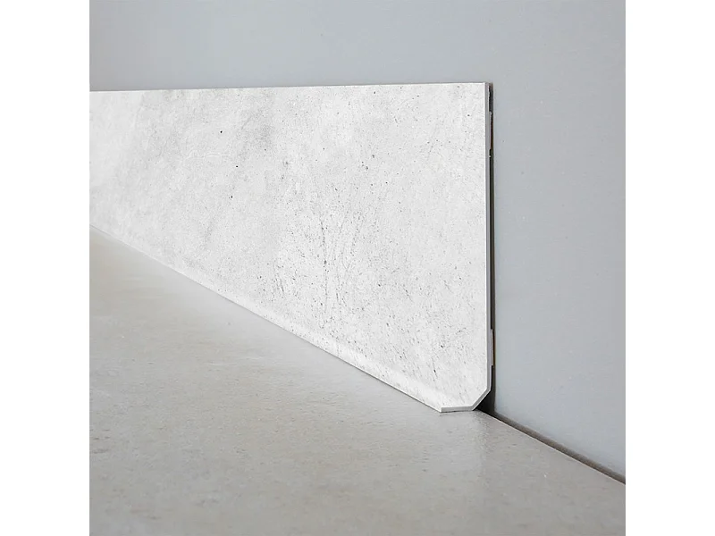 Plinthes PVC adhésives décoratives pour sol - Lot de 10 - 100x8 cm (10m) Gris - Béton Clair