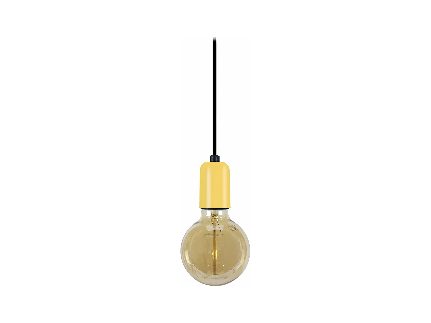 Suspension cylindre métal  noir,jaune 80 cm.