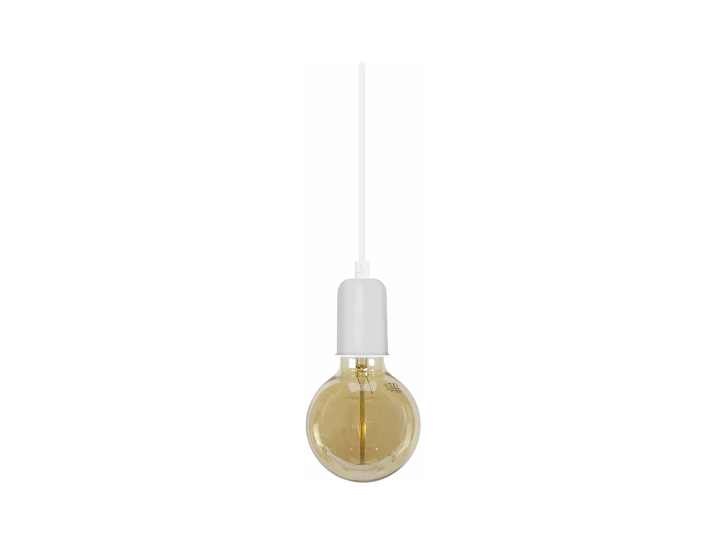 Suspension cylindre métal  blanc 80 cm.