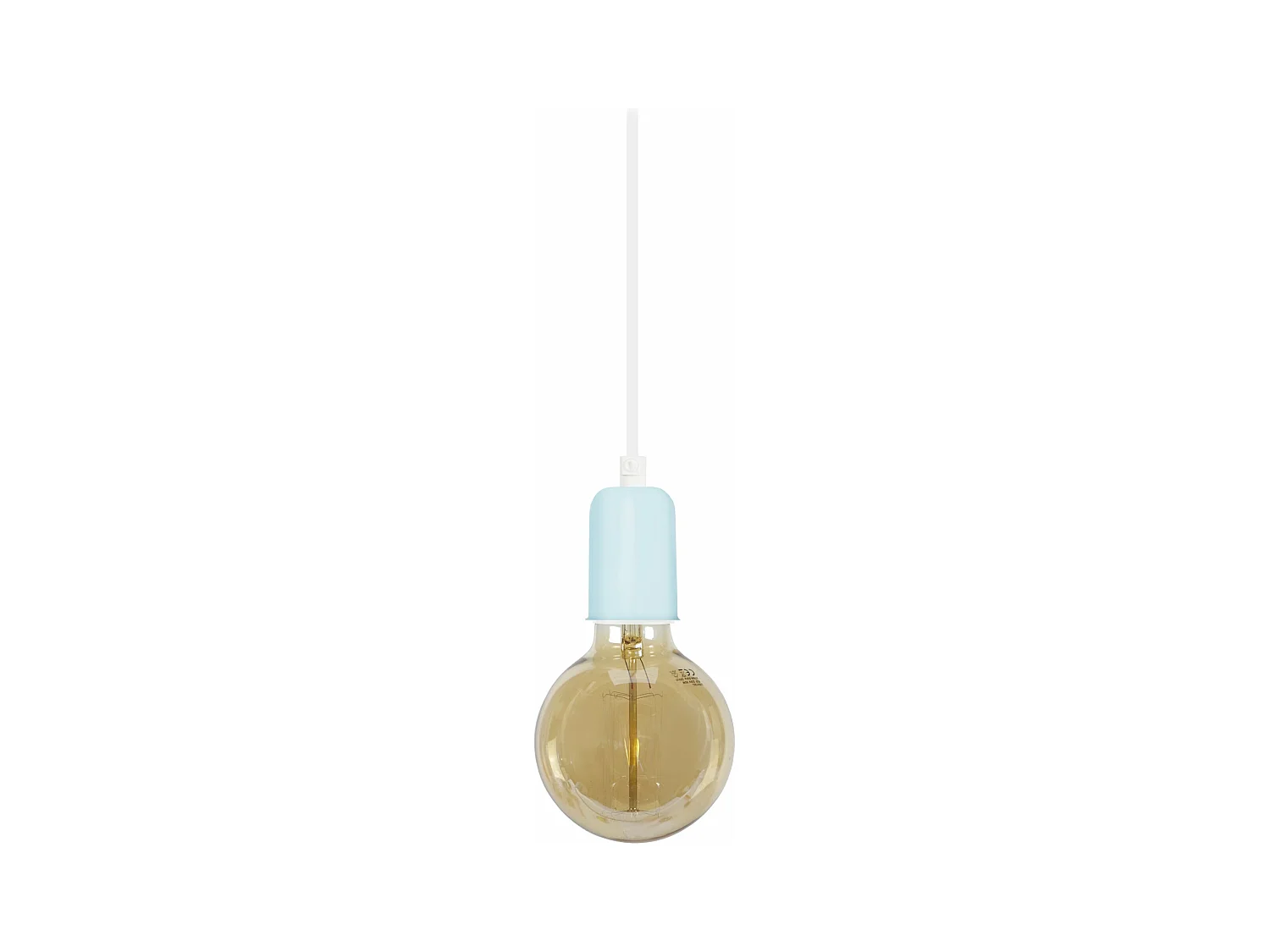 Suspension cylindre métal  bleu 80 cm.
