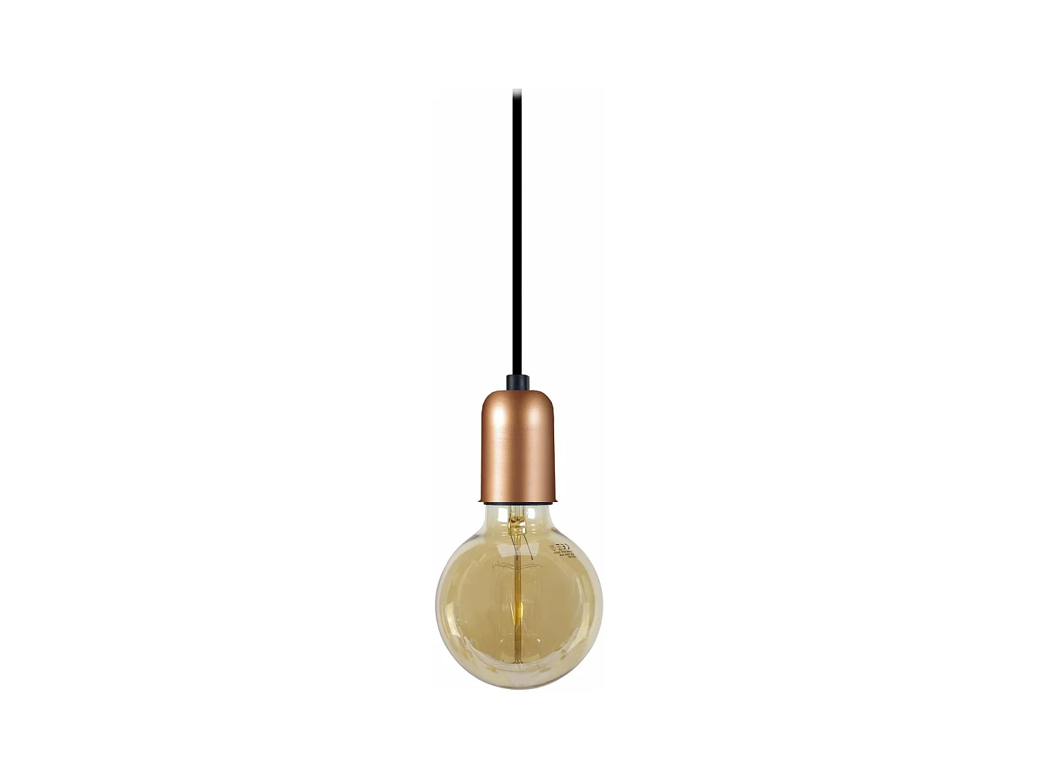 Suspension cylindre métal  cuivre 80 cm.