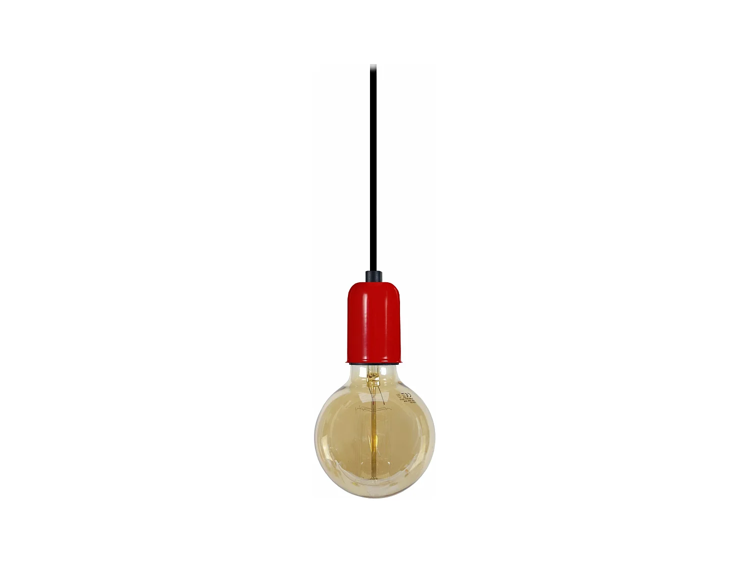 Suspension cylindre métal  rouge 80 cm.