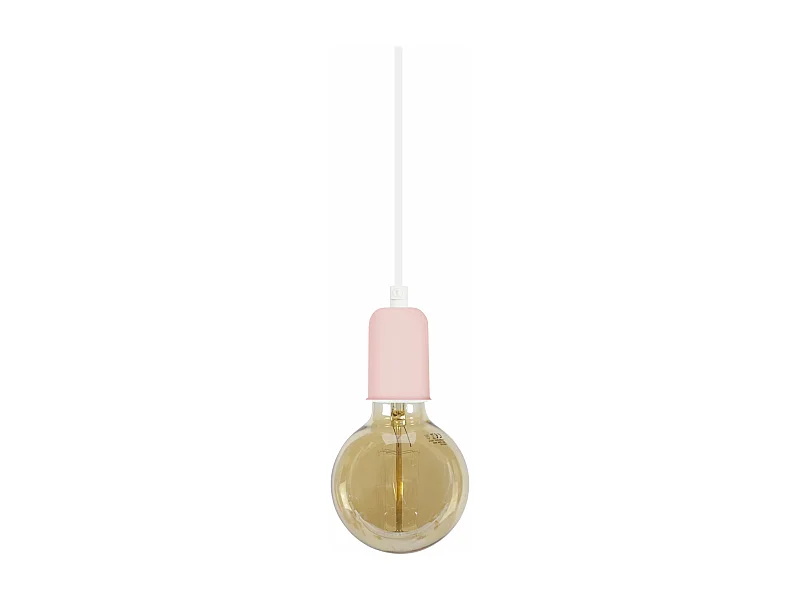 Suspension cylindre métal  rose 80 cm.