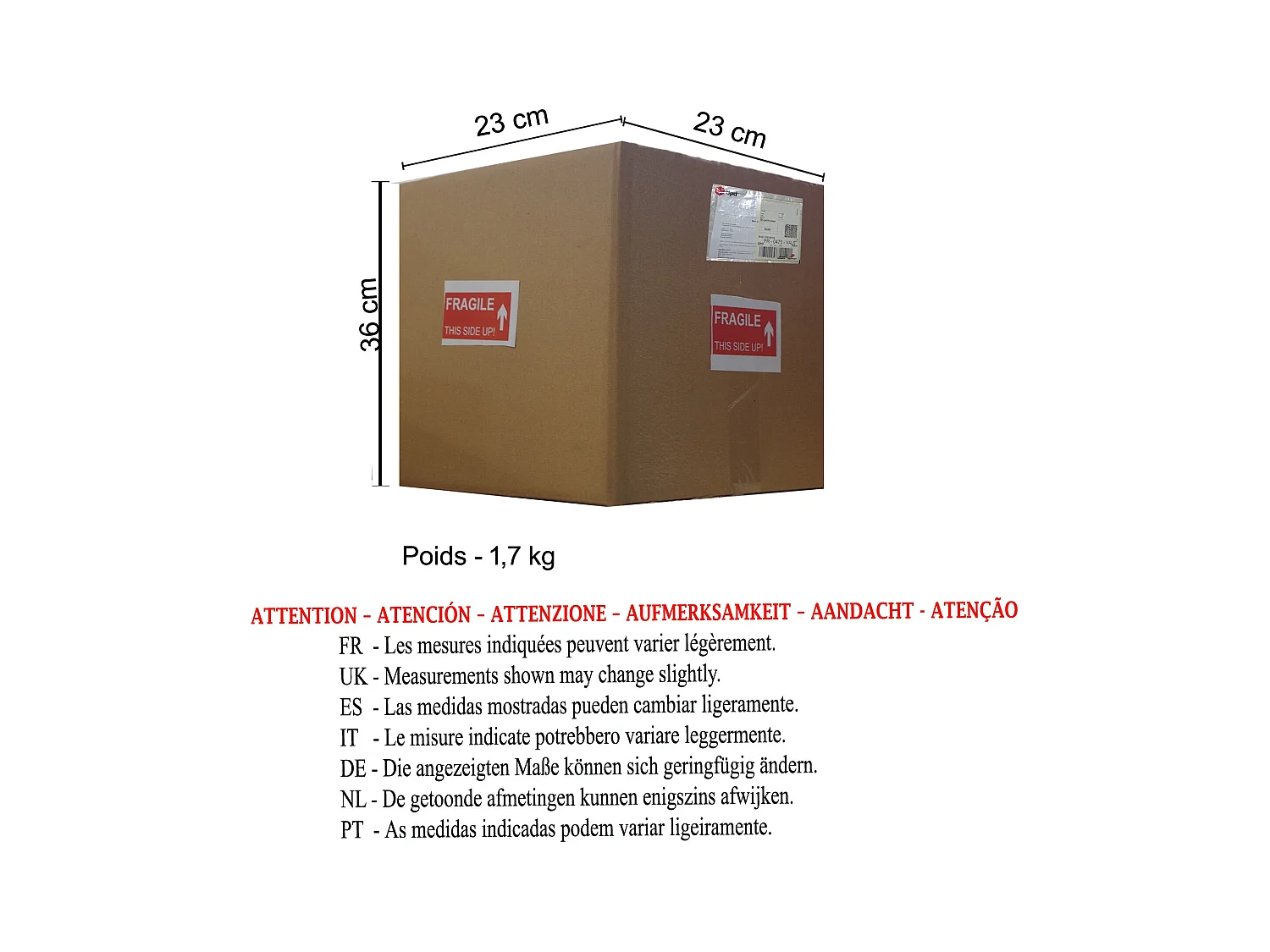Suspensión  TOSEL ,vidrio,Transparente ,A80xD 24,5xP24,5cm